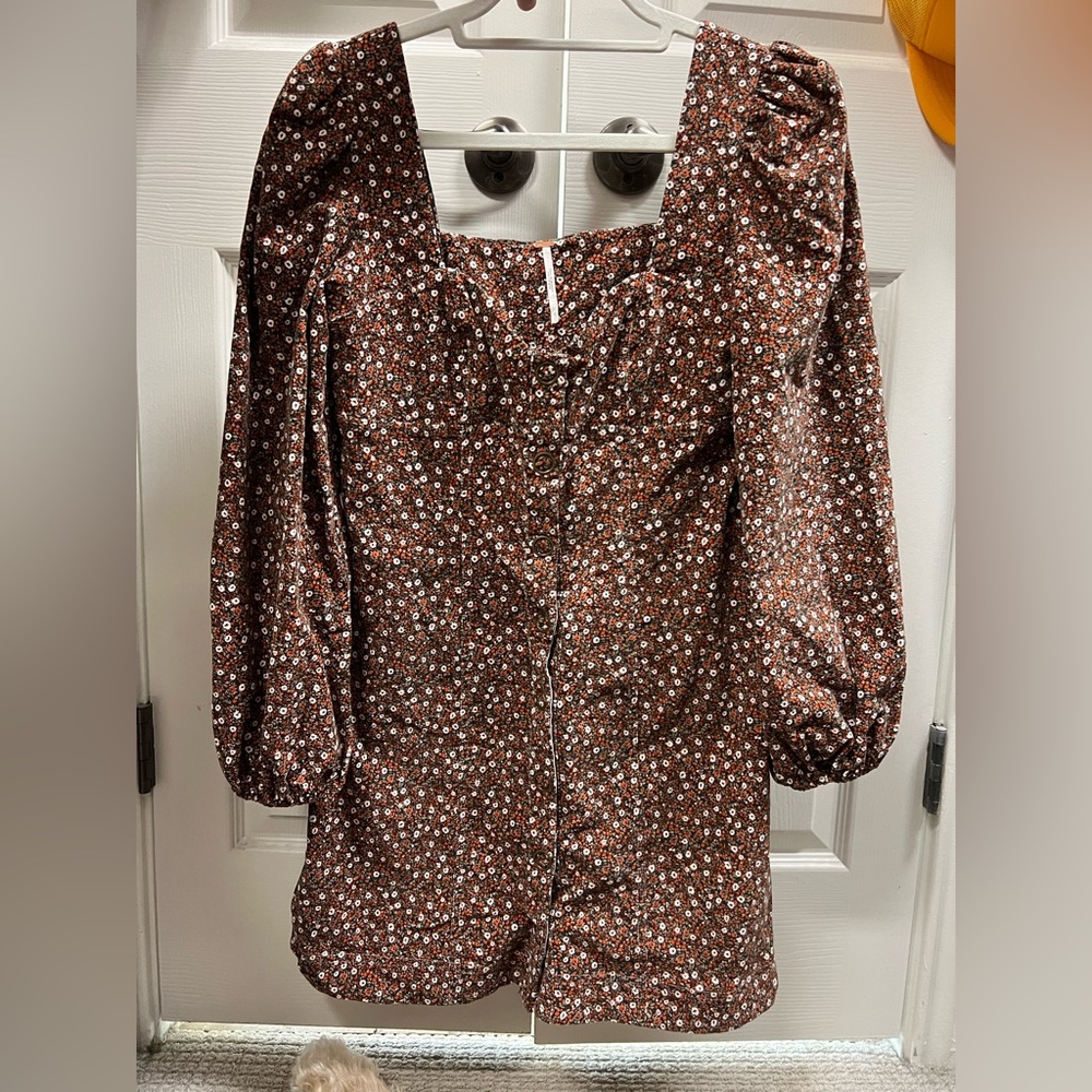 Free People Brown Floral Cuordory Dress